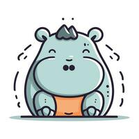 Cute hippopotamus character. Vector illustration in cartoon style.