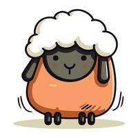 Cute Sheep Cartoon Mascot Character Vector Illustration Isolated