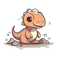 Cute cartoon dinosaur. Vector illustration isolated on a white background.