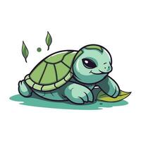 Cartoon turtle on a white background. Vector illustration in a flat style.