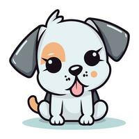 Cute cartoon dog with tongue out. Vector illustration isolated on white background.