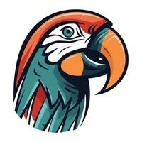 Vector illustration of an orange parrot head mascot isolated on white background.