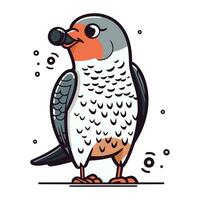 Pigeon with a bottle of water. Vector illustration in cartoon style.