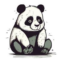 Panda sitting on the ground. Vector illustration of a panda.