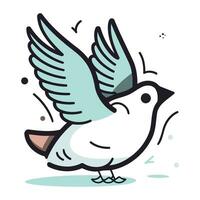 Cute cartoon vector doodle hand drawn illustration of flying bird.