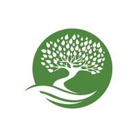 Logos of green Tree leaf ecology vector