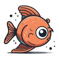 Cute cartoon fish. Vector illustration. Isolated on white background.