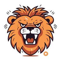 Angry lion mascot. Vector illustration. Isolated on white background.