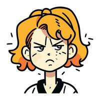 Vector illustration of a woman with an angry expression on her face.