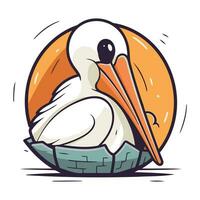 Cute cartoon pelican. Vector illustration isolated on white background.