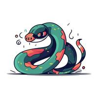 Cartoon snake. Vector illustration. Isolated on white background.