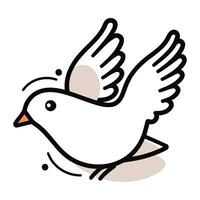 Vector illustration of a white dove with wings in a flat style.