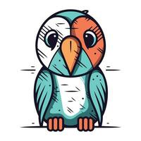 Cute cartoon parrot. Vector illustration isolated on white background.