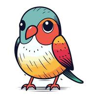 Hand drawn vector illustration of cute little bird. Isolated on white background.