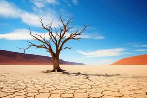 Deadvlei icónico arcilla lago con permanece de centenario árboles, sossusvlei, Namibia. generativo ai foto