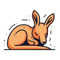 Kangaroo lying on the ground. Vector illustration in cartoon style.