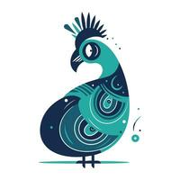 pavo real. vector ilustración en plano estilo aislado en blanco antecedentes.