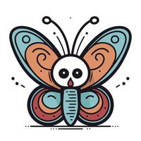 Butterfly with eyes and wings. Vector illustration in a flat style.