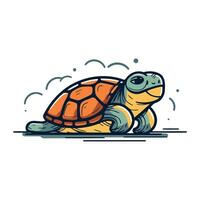 Cartoon Turtle. Vector illustration. Isolated on white background.