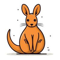 Cute kangaroo sitting on the ground. Vector illustration.