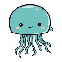 cute jellyfish sea animal kawaii character vector illustration design