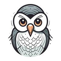 Owl head. Cute cartoon animal character. Vector illustration.