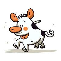 Cute cartoon cow running. Vector illustration. Isolated on white background.