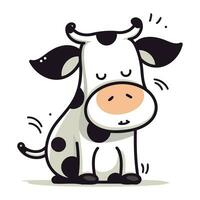 Cute cartoon cow. Vector illustration on white background. Isolated.