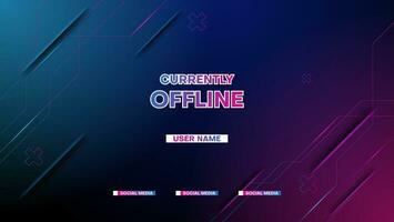 currently offline streaming banner background with neon light. vector illustration