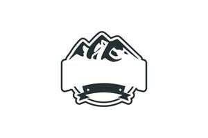 Mountain Camp Emblem Black White Minimalistic Logo vector