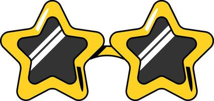 Colored Stroked Yellow Disco Star Glasses vector