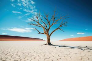 Deadvlei icónico arcilla lago con permanece de centenario árboles, sossusvlei, Namibia. generativo ai foto