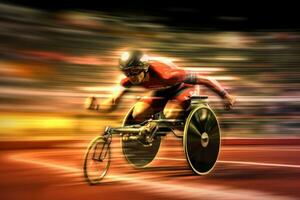 Wheelchair Speed Create an illustration that portrays a close up. Generative AI photo