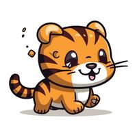 Cute tiger character vector illustration. Isolated on white background.