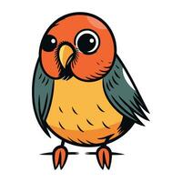 Vector illustration of cute cartoon bird. Isolated on white background.