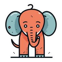 Cute cartoon elephant. Vector illustration in doodle style.