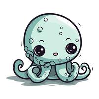 Cute cartoon octopus. Vector illustration isolated on white background.