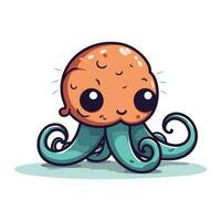 Cute cartoon octopus. Vector illustration isolated on white background.