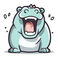 Hippo Cartoon Mascot Character Crying Vector Illustration