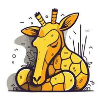 Giraffe vector illustration. Cute cartoon giraffe animal.