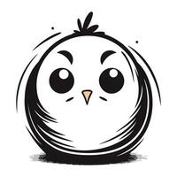 ilustración de un linda pollo con grande ojos en un blanco antecedentes vector