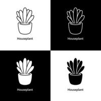 Houseplant in a pot. Plants and Flowers Icon Logo Illustration vector