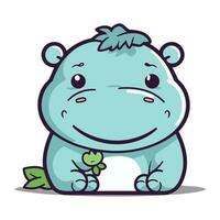 Hippo Cartoon Character Vector Illustration. Cute Hippo