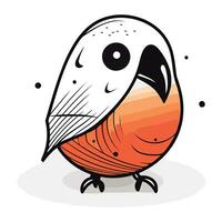 Vector illustration of cute cartoon bird. Hand drawn doodle style.