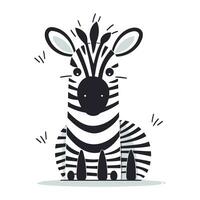 Zebra. Cute cartoon animal. Hand drawn vector illustration.