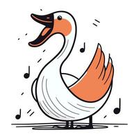 cisne con musical notas vector ilustración en garabatear estilo.