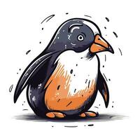 linda pingüino aislado en un blanco antecedentes. vector ilustración.
