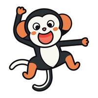 Cute cartoon monkey jumping isolated on white background. Vector illustration.