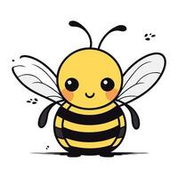 Cute cartoon bee. Vector illustration. Isolated on white background.