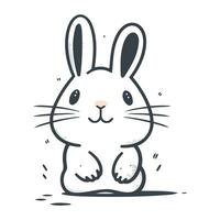 ilustración de linda dibujos animados Conejo en blanco antecedentes. vector ilustración.
